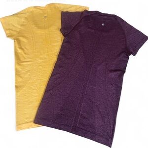 Lululemon Swiftly Tech Short Sleeve Lot 2 Size 6 Yellow Maroon Seamless Running
